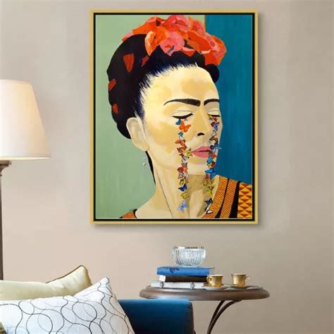 Cuadro Frida Kahlo Mariposas Moderno Canvas Estilo Oleo Hd Cuotas Sin