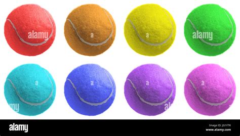 Different Color Tennis Ball Isolated On White Stock Photo Alamy