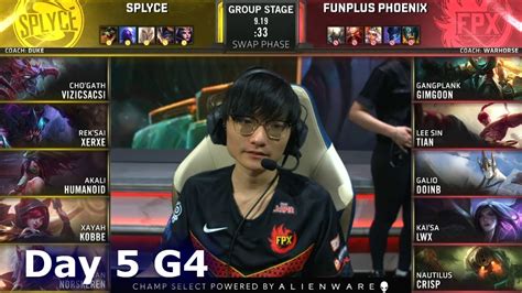 Spy Vs Fpx Day S Lol Worlds Group Stage Splyce Vs Funplus