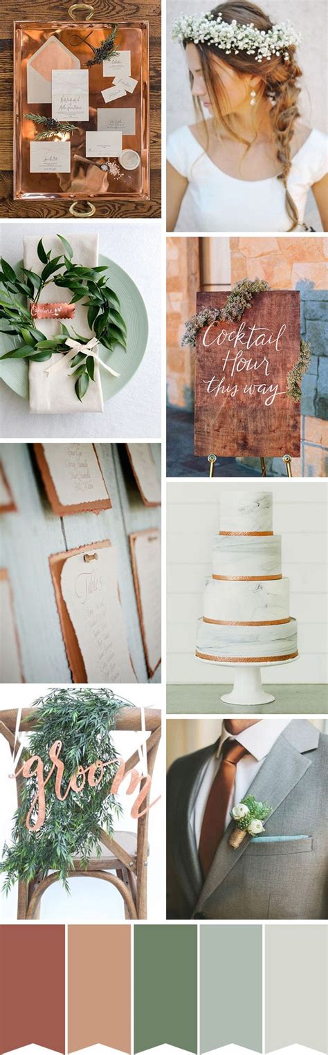 Chic Organic Copper And Green Wedding Inspiration Green Wedding Inspiration Gold Wedding