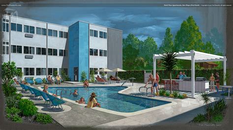 Park View Apartments Pool Deck Ted Nasmith