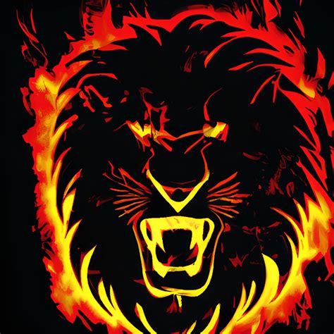 Scary Black Lion In Hell Graphic · Creative Fabrica