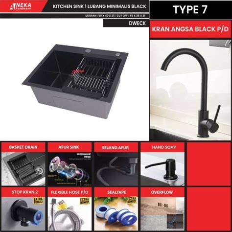 Promo Kitchen Sink Hitam Dweck Bak Cuci Piring Paket Lengkap