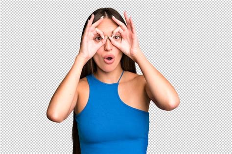 Premium Psd Feeling Shocked Amazed And Surprised Holding Glasses With