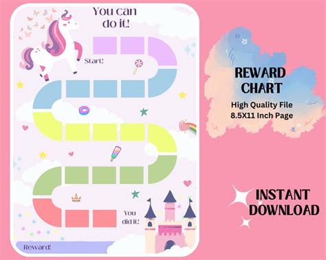 Printable Unicorn Reward Chart Behavior Motivational Chart Kids