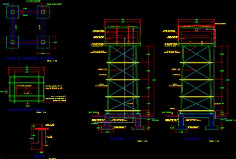 Tanque Elevado En Dwg 8963 Kb Librería Cad