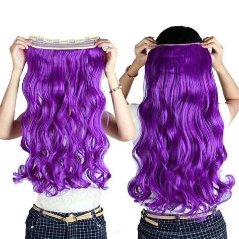 Amazon S Noilite Pcs Clips In Hair Extensions Purple Curly