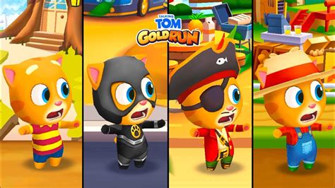 Talking Tom Gold Run Ginger Vs Super Ginger Vs Pirate Ginger Vs Farmer