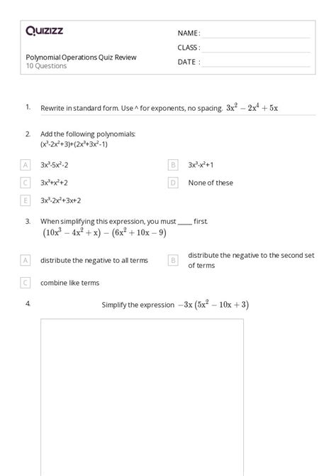 Polynomial Operations Worksheets On Quizizz Free Printable