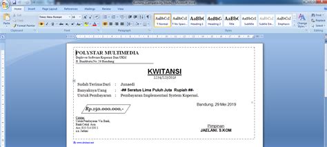 Template Kwitansi Word Cara Mudah Buat Kwitansi Youtu