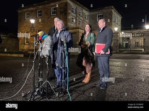 Dup Leader Sir Jeffrey Donaldson Centre With Deputy Leader Gavin