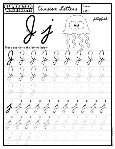 Cursive J - Superstar Worksheets