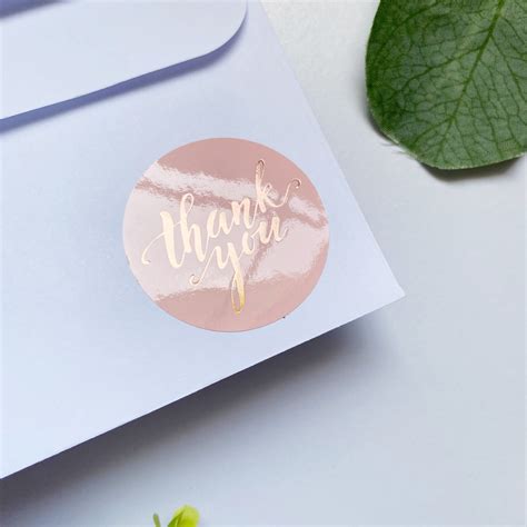 100pc Rose Gold Foil Thank You Stickers For Wedding Or Small Etsy