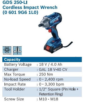 Bosch Gds Li Professional Cordless Impact Wrench Soon Huat