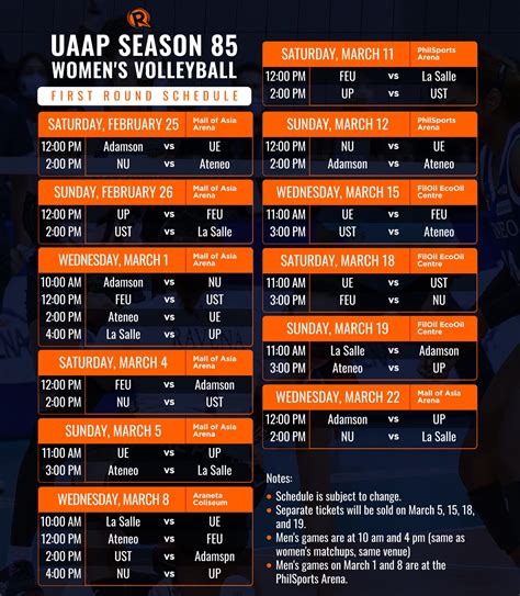 Schedule Uaap Season 85 Womens Volleyball