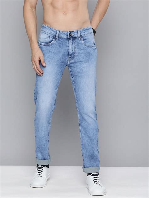 Buy Flying Machine Men Blue Micheal Slim Tapered Fit Light Fade