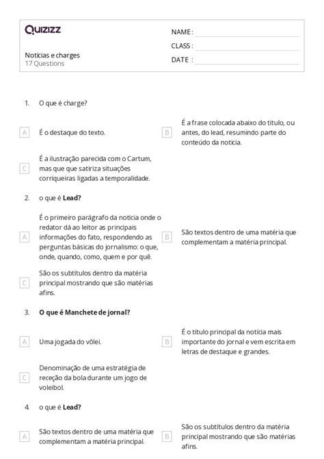 Mais de 50 planilhas Resumindo no Quizizz Gratuito e imprimível