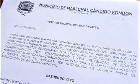 Prefeito veta projeto de lei aprovado que estimula doação de alimentos