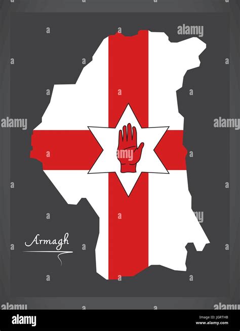 Armagh En Irlanda Del Norte Mapa Con El Ulster Banner Bandera Nacional