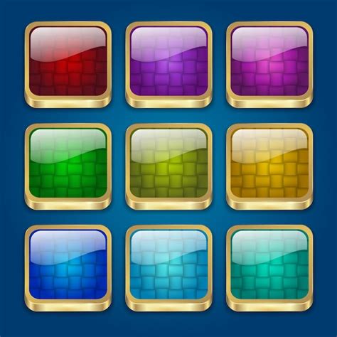 Conjunto De Iconos De Botones Brillantes Para Su Diseño Vector Premium