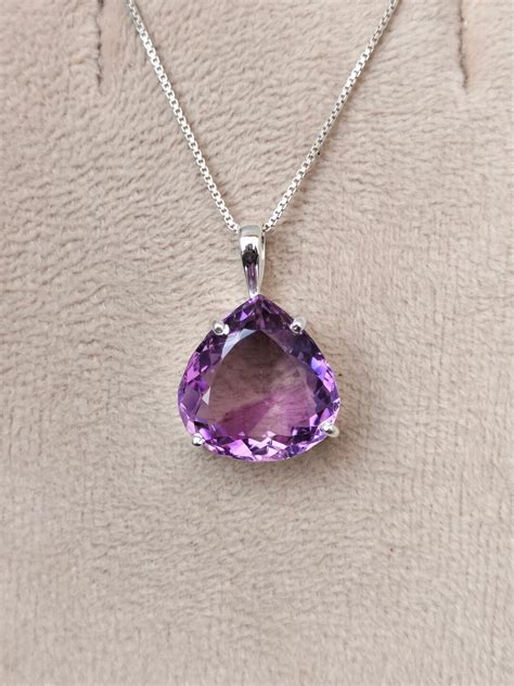 Certified 1550 Carat Amethyst Necklace Natural Amethyst Pendant 925