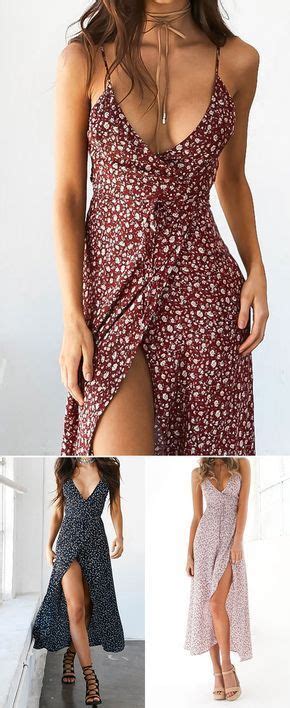 Deep V Neck Floral Printed High Split Maxi Dress Stylesimo