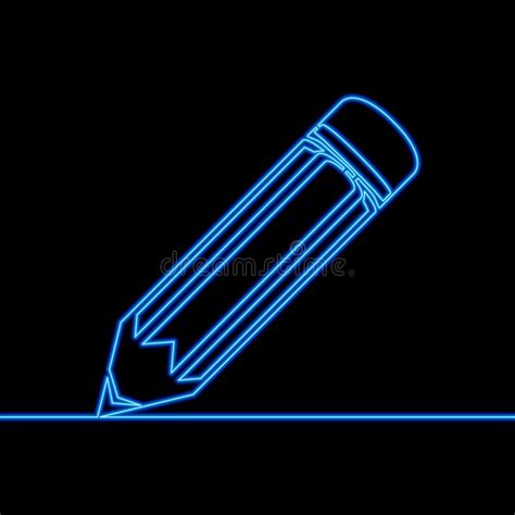 Neon Pencil Paint Tool Pen Brush Signs Vector Isolated On Brick Wall