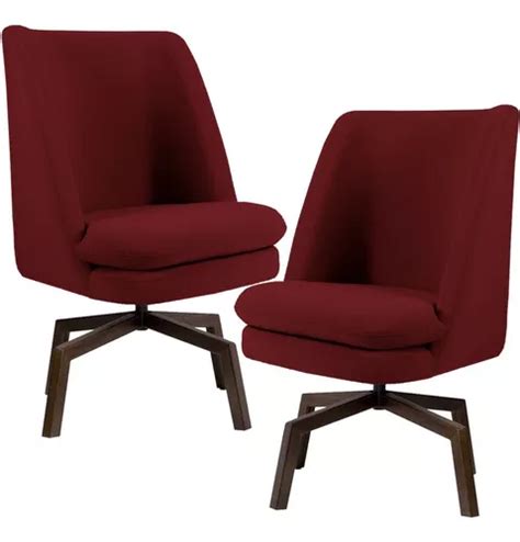 Kit Sillones Con Base Giratoria Persia Veludo Marsala B Dise O