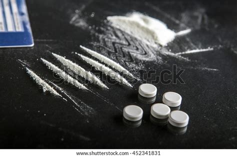 Lines Cocaine Some Drugs Pills Cocaine Stock Photo (Edit Now) 452341831