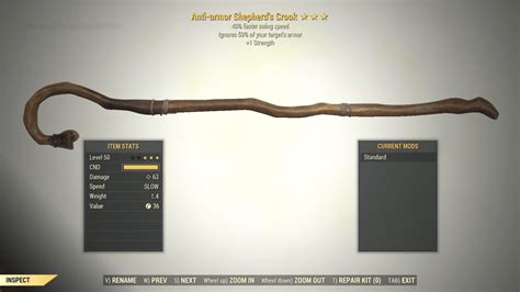 3 Anti Armor Shepherds Crook Swing Speed 1 Strength Fallout 76 Pc