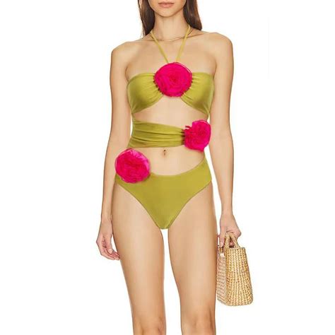 New Style Bikini D Floral Embellished Cutout Triangle Womens Swimsuit Hangzhou Sunra Fashion