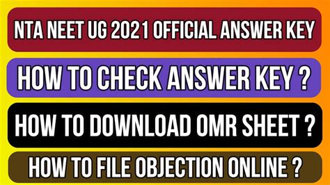 Nta Neet Ug 2021 Answer Key Kaise Check Kare Neet Omr Sheet Download