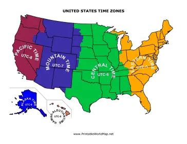 Time Zones map USA