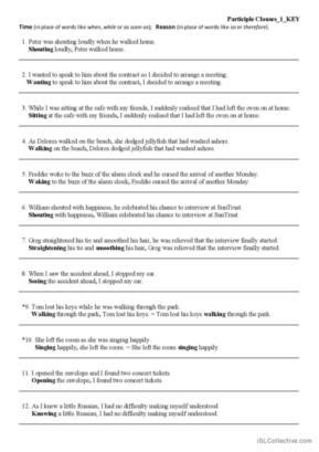 Participles English Esl Worksheets Pdf Doc