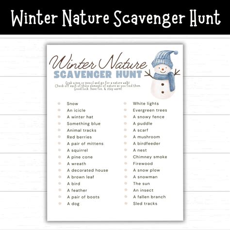 Winter Nature Scavenger Hunt Printable Mom Wife Busy Life