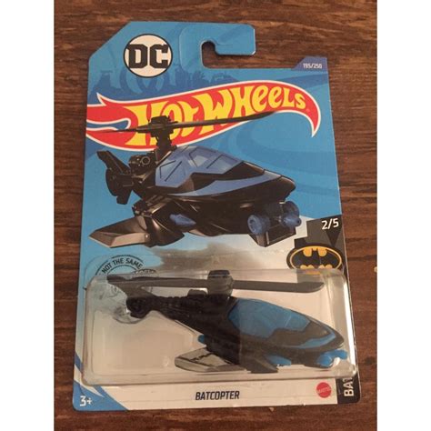Hot Wheels Batcopter Batman Cor Preta E Azul Cartela Longa Shopee Brasil