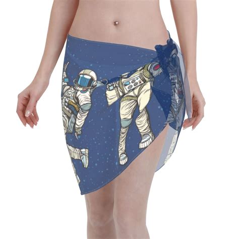 Adobk Disco Party Astronaut Dancing Swimsuit Coverups For Women Beach Bikini Short Skirt For