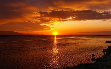 Baggrunde Sollys Solnedgang Hav Vand Kyst Himmel Skyer Strand