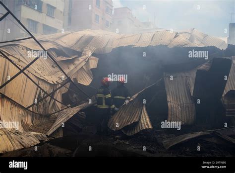 Dhaka Bangladesh Th Sep Firefighters Extinguish A Fire At