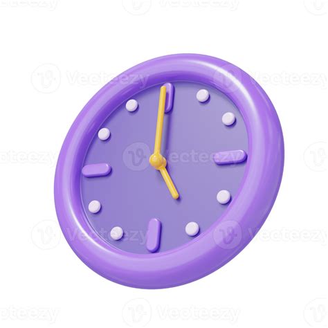 D Alarm Clock Icon Purple Modern Watch At Floating Isolated On