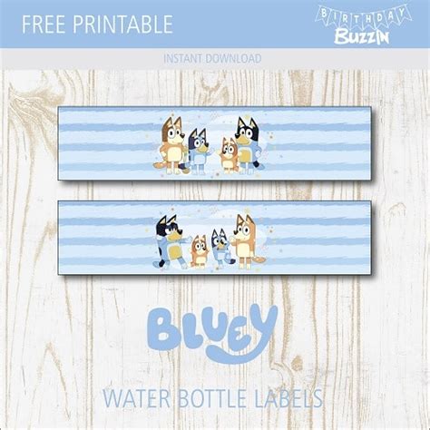 Free Printable Bluey Water Bottle Labels Birthday Buzzin