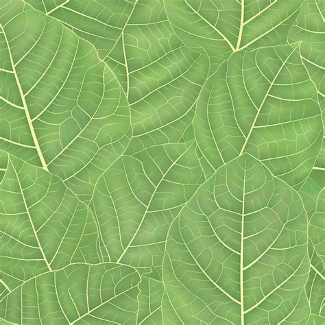 Seamless Pattern Of Green Leaves With Smooth Veins Premium Ai