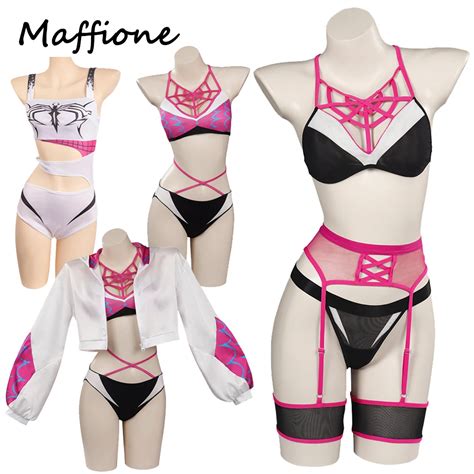 Gwen Cos Stacy Cosplay Women Lingerie Set Costume Girls Sexy Underwear Jumpsuits Outfits Female