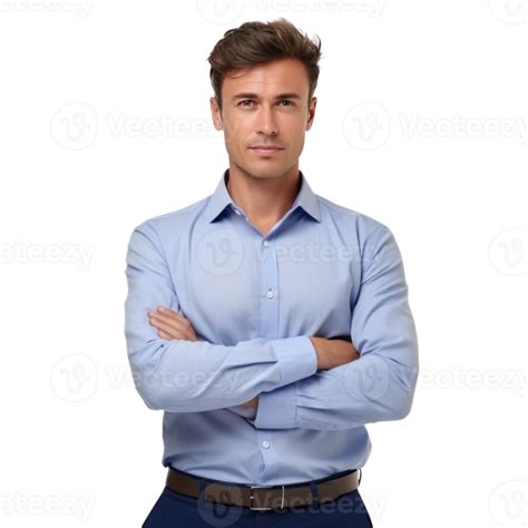 Handsome Business Man In Blue Shirt Isolated 30768038 Png