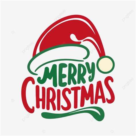 Merry Christmas Text Effect Santa Hat Typography Transparent Background