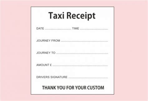 Taxi Receipt Pads Prestige Printing