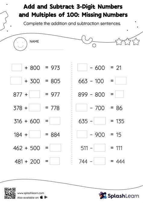 Add And Subtract Digit Numbers And Multiples Of Missing Numbers