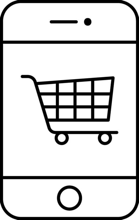 Shopping Cart Inside Smartphone Icon In Line Art Vector Art