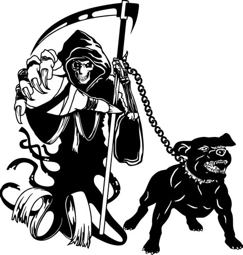 Grim Reaper Dog Chain Scythe Zombie Monster Window Laptop Vinyl Decal