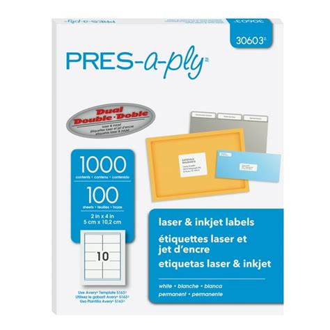 Pres A Ply White Labels 2 X 4 Permanent Adhesive 10 Up 1000